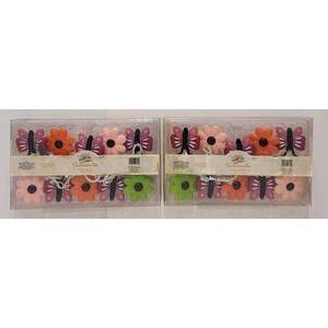 Vintage Butterfly & Flower Blow Mold String Lights Patio Indoor/Outdoor Set Of 2